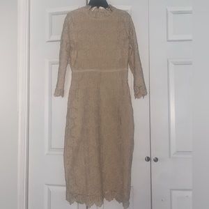Knee length Cream dress